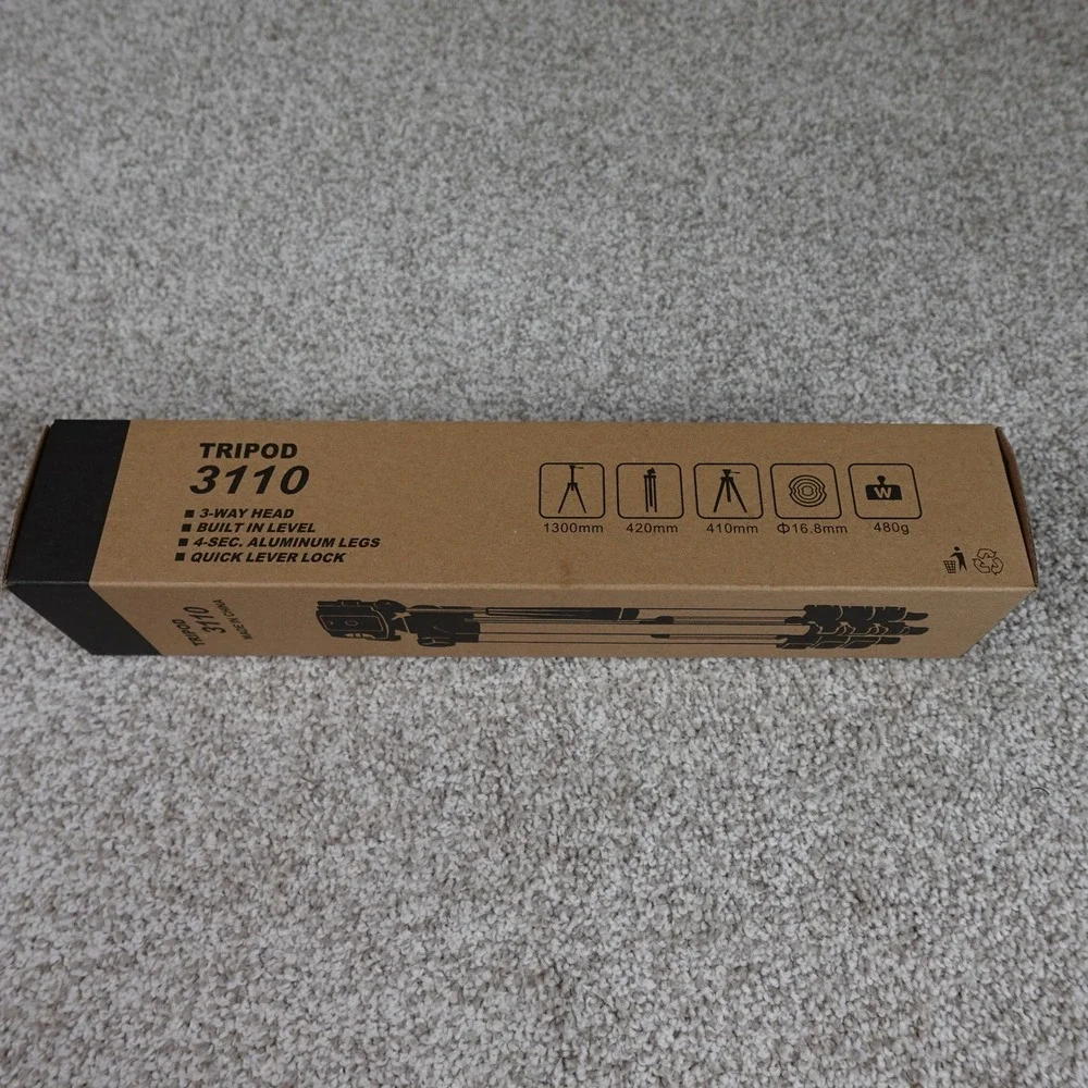 Tripod 3110 Aluminum Camera Stand 4-Section Legs 3-Way Panhead with Bag NEW